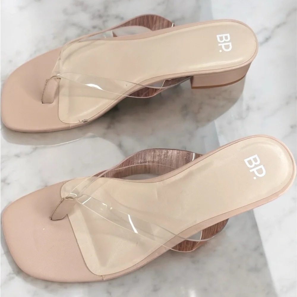 BP Women's Sandals with Clear Straps - Tan